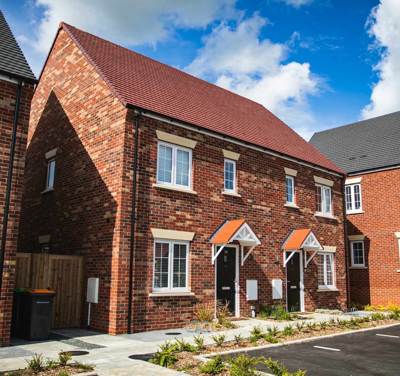 Exterior of a brick semi-detached house representing supported accommodation